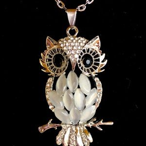🦉 Handmade Owl Necklace Pendant White New